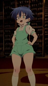 1boy blue_eyes blue_hair curvy hands_on_own_hips highres legs lloyd_de_saloum male_focus non-web_source prince shota solo standing tensei_shitara_dai_nana_oji_datta_no_de:_kimama_ni_majutsu_o_kiwamemasu thick_thighs thighs