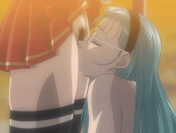 00s 2002 2girls animated animated_gif bible_black bible_black_gaiden black_thighhighs classroom closed_eyes clothes_lift cunnilingus glasses green_hair hairband kozono_nami long_hair mochida_junko multiple_girls oral pubic_hair saliva saliva_trail school school_uniform skirt skirt_lift tagme thighhighs yellow_eyes yuri