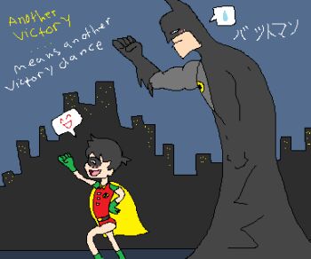 2boys batman comic dc_comics lowres male_focus multiple_boys oekaki robin robin_(batman) shota super_heroes superhero_costume