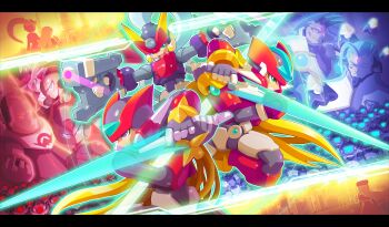 6+boys absurdres alouette_(mega_man) android armor ashe_(mega_man) blonde_hair capcom ciel_(mega_man) commentary copy_x_(mega_man) dr._weil_(mega_man) elpizo_(mega_man) energy_blade energy_sword english_commentary green_eyes helmet highres holding holding_weapon huge_filesize letterboxed long_hair master_albert_(mega_man) mega_man_(series) mega_man_zero_(series) mega_man_zero_2 mega_man_zero_3 mega_man_zx mega_man_zx_advent model_a_(mega_man) model_w_(mega_man) model_zx_(mega_man) multiple_boys omega_(mega_man) open_mouth ponytail power_armor prairie_(mega_man) red_helmet serpent_(mega_man) sword ultimatemaverickx vent_(mega_man) weapon zero(z)_(mega_man) zero_(mega_man)