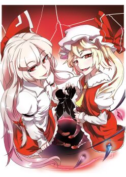 2futa adapted_costume ascot blonde_hair buttons clip_studio_paint_(medium) collared_shirt crystal dress_shirt flandre_scarlet foreshortening frilled_skirt frills from_above fujiwara_no_mokou futa_with_futa futanari hat juliet_sleeves long_hair long_sleeves looking_at_viewer looking_up mob_cap multicolored_wings multiple_futa one_side_up penis penises_touching precum puffy_sleeves red_eyes red_skirt red_vest shirt sinzan skirt sleeves_past_wrists striped_clothes striped_thighhighs thighhighs touhou very_long_hair vest white_hair white_headwear white_shirt wings yellow_ascot