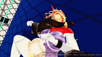 alternate_costume animated animated_gif chain-link_fence commentary_request dazed fence fucked_silly hoshiguma_yuugi mars mikumikudance mikumikudance_(medium) minotaur mixed-sex_combat rape rolling_eyes ryona stomach_bulge touhou wrestling_outfit wrestling_ring