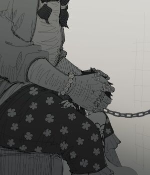 1boy 1girl ass back_tattoo beard belly black_hair body_hair breasts canon_genderswap chain chain_leash clothed_male_nude_female commentary_request cum cum_in_mouth facial_hair fat fat_man fellatio genderswap genderswap_(mtf) hairy hands_on_another&#039;s_face heart heart_tattoo height_difference hetero highres implied_fellatio jewelry k84612 leash leg_hair marshall_d._teach nail_polish nude one_piece open_clothes oral pants pirate prisoner ring short_hair shoulder_tattoo sitting size_difference stomach tattoo trafalgar_law trafalgar_law_(female)