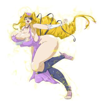 Rule 34 | 1girl, armored boots, ass, ass expansion, aura, blonde hair, boots, bouncing ass, bouncing breasts, breast expansion, breasts, cleavage, clothes change, commission, corruption, digimon, digimon frontier, flashing, glowing, hat, highres, huge ass, huge breasts, long hair, mainkore, mankor, navel, orimoto izumi, reincarnation, skirt, solo, spirit, third-party edit, venusmon