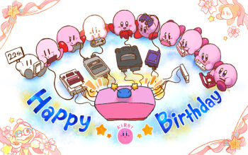 blue_eyes blush famicom game_console gamecube handheld_game_console king_dedede kirby kirby_(series) looking_at_viewer nintendo nintendo_3ds nintendo_64 nintendo_ds re_k_(erakunai.jp) super_famicom waddle_dee wii