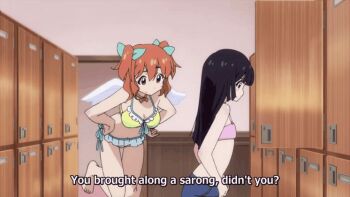 2girls animated animated_gif anime_screenshot ass assisted_exposure between_buttocks breasts butt_crack chastity_belt cleavage indoors interior kanzaki_mitsuki kotobuki_hiyori large_breasts multiple_girls panties panty_peek saikin_imouto_no_yousuga_chotto_okashiindaga source_request tagme underwear