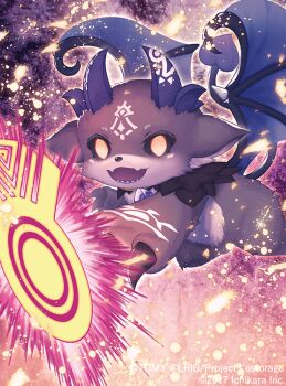 1other black_fur cat copyright_notice debidebi_debiru demon_horns demon_tail demon_wings fangs horns kutori_pan&#039;ya looking_at_viewer nijisanji official_art open_mouth skin_fangs smile solo tail wings wixoss yellow_eyes