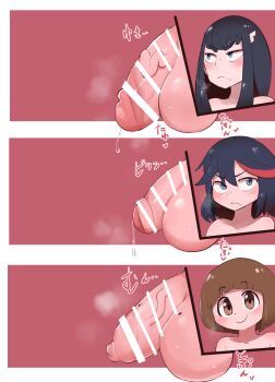 3futa bar_censor black_hair blue_eyes bob_cut brown_eyes brown_hair censored chart comparison flaccid foreskin futanari highres kill_la_kill kiryuuin_satsuki long_hair mankanshoku_mako matoi_ryuuko medium_hair mole_on_penis mole_on_testicle multicolored_hair multiple_futa penis penis_chart penis_comparison penis_size_comparison penis_size_difference phimosis pointless_censoring testicles thick_eyebrows two-tone_hair veins veiny_penis zkky2nd