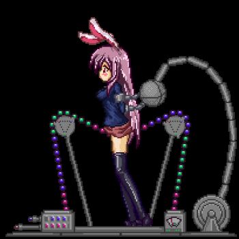 1girl animal_ears animated animated_gif bdsm bead_sex_machine beads black_thighhighs blush bondage bound crotch_rub cruelty_to_animals female_focus lowres machine monikano pixel_art rabbit_ears reisen_udongein_inaba restrained rope_walking sex_machine solo thighhighs touhou transparent_background