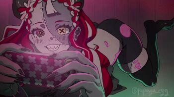 1girl animated ass ass_shake butt_crack cellphone long_tongue nails papaiya_egg phone sharp_teeth short_shorts shorts smartphone tagme teeth tongue tongue_out