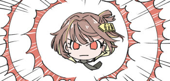 Rule 34 | 1girl, blonde hair, brown hair, closed mouth, e. honda, hair rings, looking at viewer, multicolored hair, na na me45, necktie, parody, red eyes, sendo yuuhi, sendo yuuhi (1st costume), short hair, single hair ring, solo, streaked hair, virtual youtuber, vspo!