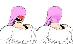 1girl absurdres aroused atomic_wedgie black_survival blue_hair blush breasts covered_eyes eternal_return:_black_survival female_pervert gym highres incredibly_absurdres jolynecujohwedgie object_on_head official_alternate_costume panties panties_on_head panty_mask pervert pink_panties self-upload short_hair silvia_piquet smile solo steam transparent_background underwear underwear_on_head wedgie