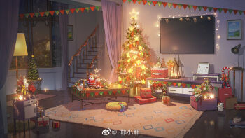 Rule 34 | bag, bell, birdcage, book, bottle, box, cabinet, cage, calendar (object), candle, candy, candy cane, chabudai, christmas, christmas lights, christmas ornaments, christmas present, christmas stocking, christmas tree, christmas wreath, cosmetics, curtains, cushion, doll, fairy lights, flower, food, gift, gift box, hanxiaodan, holly, indoors, jar, lamp, lovebrush chronicles, mini snowman, nail polish bottle, night, no humans, official art, perfume bottle, photo (object), picture frame, poinsettia, puppet, red flower, rug, santa doll, scenery, shopping bag, snow globe, stairs, star (symbol), string of flags, table, television, tissue box, tree, window, wooden floor, wreath