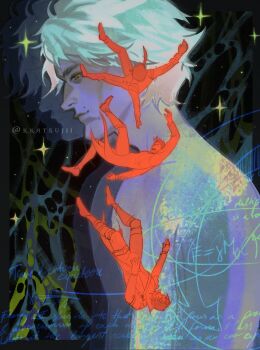 2boys arcane:_league_of_legends arcane_jayce closed_eyes closed_mouth coat coattails colored_skin commentary english_commentary english_text falling highres jayce_(league_of_legends) kkatsujii league_of_legends long_sleeves looking_at_another male_focus multiple_boys necktie open_mouth outstretched_arm pants sequential shoes sparkle twitter_username viktor_(arcane) viktor_(league_of_legends) white_hair white_skin writing yellow_eyes