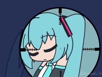 1girl animated blue_hair dodging hatsune_miku ichiroku_(16_ichiroku_16) one_eye_closed pov scope solo tagme twintails video vocaloid