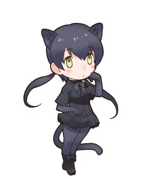 1girl animal_costume animal_ear_fluff animal_ears black_leopard_(kemono_friends) highres kemono_friends looking_at_viewer official_art solo standing tachi-e tail transparent_background yoshizaki_mine