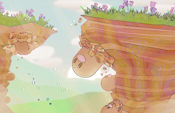 3d animal_focus animated animated_gif blender_(medium) brown_eyes cloud commentary diglett english_commentary flower gen_1_pokemon kcamberart low_poly nintendo no_humans outdoors pink_flower pokemon pokemon_(creature) solo solo_focus