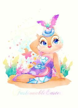 Rule 34 | 1girl, absurdres, alternate costume, blue eyes, bow, chipmunk ears, chipmunk girl, clarice (disney), closed mouth, disney, disneyland, dress, easter, eyelashes, hat, highres, looking at viewer, mickey mouse &amp; friends, rl10 02, sailor dress, sailor hat, solo, translation request