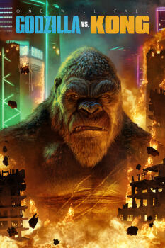 ape beard billboard building chinese_text city crossover debris destruction english_text epic facial_hair fangs giant giant_monster glowing godzilla_(series) godzilla_vs._kong gorilla highres hong_kong kaiju king_kong king_kong_(series) legendary_pictures looking_at_viewer mixed-language_text monster monsterverse muscular muscular_other neon_lights night no_humans official_art pablo_olivera pectorals real_world_location realistic rubble scar scar_on_chest sharp_teeth skyscraper smoke teeth variant_set yellow_eyes