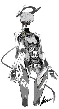 1girl absurdres afukuro android brain breasts cable engine grey_hair headgear highres joints mechabare original robot_joints shoujo_hatsudouki small_breasts solo