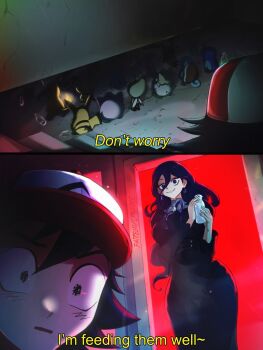 1boy 1girl age_difference ash_ketchum baseball_cap black_hair bottle celebi charmander dress emolga gen_1_pokemon gen_2_pokemon gen_4_pokemon gen_5_pokemon gen_8_pokemon glass_bottle hat hex_maniac_(pokemon) hex_maniac_(pokemon_legends:_z-a) highres holding holding_bottle jigglypuff legendary_pokemon mew_(pokemon) milk minccino mythical_pokemon nintendo opalisart parody pichu pikachu piplup pokemon pokemon_(anime) pokemon_(classic_anime) pokemon_legends:_z-a purple_eyes purple_hair scared shocked_pupils smile sobble spiral_pupils squirtle togepi unusual_pupils weapons_(film)
