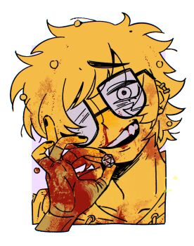 5202609076a black-framed_eyewear black_nails blood blood_on_clothes blood_on_face blood_on_hands blush dice earrings glasses greyscale holding holding_dice hood hoodie japan jewelry lineart monochrome nail_polish non-web_source nose_blush portrait sharp_teeth short_hair smile stud_earrings teeth wavy_hair