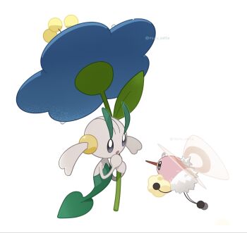 Rule 34 | :o, alternate color, antennae, bee fly, blue flower, bug, colored skin, commentary request, cutiefly, floating, floette, floette (blue flower), flower, flying, gen 6 pokemon, gen 7 pokemon, green skin, highres, holding, holding flower, insect wings, multicolored skin, muru zatta, nintendo, no humans, open mouth, pink skin, pokemon, pokemon (creature), pokemon focus, shiny pokemon, two-tone skin, white background, white skin, wings