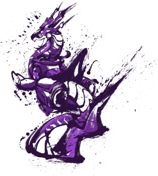 Rule 34 | artist request, fine art parody, full body, miraidon, monochrome, nihonga, nintendo, no humans, non-humanoid robot, official art, open mouth, parody, pokemon, pokemon (creature), pokemon focus, purple theme, robot, robot dragon, solo, third-party source, transparent background