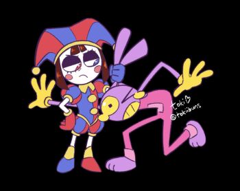 @tokiibuns angry animal_ears glitch_productions grabbing_another&#039;s_ear hand_on_another&#039;s_ear jax_(the_amazing_digital_circus) jester jester_costume non-web_source pain pomni_(the_amazing_digital_circus) rabbit rabbit_boy rabbit_ears the_amazing_digital_circus