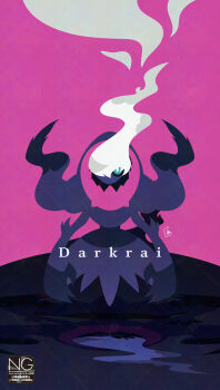 alternate_color black_skin blue_eyes blue_sclera bright_pupils colored_sclera colored_skin darkrai english_text floating floating_hair gen_4_pokemon highres legendary_pokemon long_hair looking_at_viewer meme_(sleepsheep) mythical_pokemon nintendo no_humans pokemon pokemon_(creature) pokemon_focus reflection shiny_pokemon solo tendril whisp white_hair white_pupils