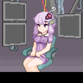 1girl after_rape after_vaginal aftersex animated animated_gif armrest blinking breasts breasts_out chair clothes_pull completely_nude covered_erect_nipples cum cum_in_pussy cunnilingus deep_penetration dress dress_pull fidgeting game_console grabbing_another&#039;s_breast groping hair_ornament hair_tie halterneck holding_legs huge_filesize imminent_penetration imminent_rape imminent_vaginal lowres monitor nipples nude oral penis pixel_art purple_dress purple_eyes purple_hair pussy rape restrained sex short_hair_with_long_locks sidelocks sitting small_breasts spread_legs testest undressing vaginal vocaloid waving yuzuki_yukari