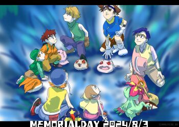 Rule 34 | 3girls, 5boys, digimon, digimon adventure, glasses, highres, ishida yamato, izumi koshiro, kido jo, koromon, mochimon, multiple boys, multiple girls, nyaromon, palmon, patamon, pyocomon, tachikawa mimi, takaishi takeru, takenouchi sora, tunomon, yagami hikari, yagami taichi