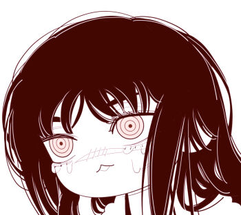 1girl chainsaw_man chibi chibi_only crying crying_with_eyes_open deer60868637 long_hair monochrome open_mouth ringed_eyes scar scar_on_face scar_on_nose solo tears yoru_(chainsaw_man)