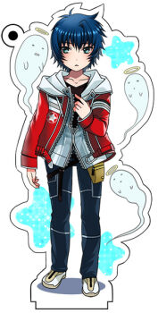 1boy blue_eyes blue_hair full_body male_focus matching_hair/eyes sakito_asagi solo standing super_robot_wars super_robot_wars_the_lord_of_elemental zipper