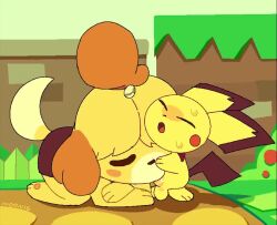 1boy 1girl ^_^ all_fours animal_crossing animal_ears animal_feet animal_hands animated arm_rest artist_name audible_music barefoot bell bestiality black_skirt blonde_hair blush blush_stickers breath brown_hair closed_eyes crossed_arms day dog_ears dog_girl dog_tail erection fellatio full_body furry furry_female furry_male furry_with_furry gen_2_pokemon green_background hair_bell hair_ornament hair_tie hetero interspecies isabelle_(animal_crossing) jingle_bell kneeling lilmoonie looping_animation miniskirt multicolored_hair nintendo nose_blush open_mouth oral outdoors pawpads penis pichu pokemon pokemon_(creature) shirt short_hair short_sleeves signature size_difference skirt sound standing super_smash_bros. sweat sweatdrop tail tail_wagging testicles topknot two-tone_hair u_u uncensored video white_shirt