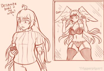 1boy 1girl breasts cleavage head_wings melia_antiqua shulk_(xenoblade) triggerpigart underwear wings xenoblade_chronicles_(series) xenoblade_chronicles_3