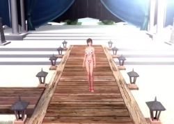 1girl 3d animated ass beach bikini breasts brown_eyes brown_hair cleavage crowd hinomoto_reiko konami medium_breasts modeling navel polka_dot polka_dot_bikini rumble_roses rumble_roses_xx short_hair sound swimsuit tagme video wrestling_ring