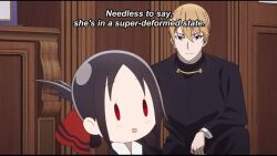 1boy 1girl animated anime_screenshot black_hair blonde_hair kaguya-sama_wa_kokurasetai_~tensai-tachi_no_renai_zunousen~ red_eyes shinomiya_kaguya shirogane_miyuki sound subtitled tagme video