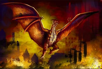 epic explosion fire fire_rodan flying godzilla_(series) godzilla_vs._mechagodzilla_ii grimbro kaiju monster pterosaur rodan toho