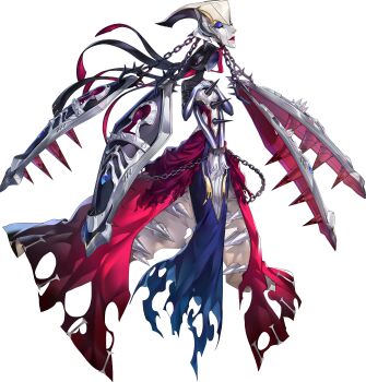 1girl absurdres artist_request chain closed_eyes closed_mouth cuffs dress extra_arms highres official_art persona persona_(summon) persona_5 persona_5:_the_phantom_x red_lips shackles solo spikes thelxiepeia_(persona) third-party_source torn_clothes torn_dress transparent_background