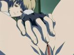 2girls animated anime_screenshot arms_up bdsm blonde_hair bondage bound brown_hair clenched_teeth clitoris covered_erect_nipples crying elbow_gloves fingering fingerless_gloves forced gloves indoors kiss moaning multiple_girls nipples orgasm pussy pussy_juice rape sound tagme tears teeth temptation twintails uncensored video yuri yuuwakum