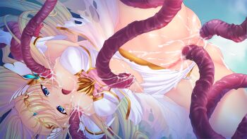 1girl anal armpits blonde_hair blue_eyes blush breast_sucking breasts censored clothing_aside cum cum_in_ass cum_in_pussy cum_on_body cum_on_breasts cum_on_upper_body double_penetration dutch_angle elbow_gloves elf en_ciel_rena en_ciel_rena_(laelith) facial game_cg gloves kourin_tenshi_en_ciel_rena lactation large_breasts large_variant_set leotard leotard_aside long_hair magical_girl mosaic_censoring nipples non-web_source official_art open_mouth pointy_ears pussy pussy_juice rape restrained saitou_natsuki slime_(substance) solo spread_legs suhamaya tentacle_sex tentacles tiara tomoe_rena torn_clothes upside-down vaginal variant_set white_gloves white_leotard