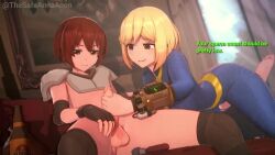 1boy 1girl 3d age_difference animated anna_anon cum cum_in_mouth fallout fellatio fellatio_gesture hand_on_another&#039;s_head handjob indoors interior onee-shota oral pip_boy pumping shota sound sunset_sarsaparilla tagme testicles vault_girl vault_meat video