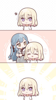 Rule 34 | 2girls, absurdres, bang dream!, bang dream! it's mygo!!!!!, black ribbon, blonde hair, blue hair, brushing another's hair, brushing hair, closed eyes, hair brush, hair ribbon, highres, holding, holding hair brush, long hair, medium hair, misumi uika, multiple girls, open mouth, purple eyes, ribbon, sidelocks, togawa sakiko, usamin (megumikira), yellow eyes