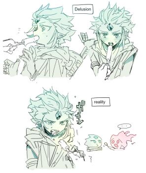 2boys androgynous arrow_(projectile) bad_id bad_twitter_id bishounen blush commentary cookie_run eating expectation_vs._reality fellatio fiery_hair fire_spirit_cookie food forehead_jewel green_theme highres humanization implied_yaoi inactive_account male_focus multiple_boys multiple_monochrome nana_(ebitokanimiso) oral painttool_sai_(medium) phallic_symbol pointy_ears popsicle quiver sexually_suggestive short_hair simple_background simulated_fellatio sketch solo_focus symbol-only_commentary white_background wind_archer_cookie