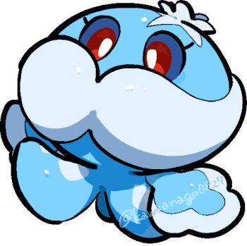 Rule 34 | animal focus, blue sclera, bright pupils, chibi, chibi only, colored sclera, commentary request, eyelashes, full body, gen 5 pokemon, jellicent, jellicent (male), kawaanago, lowres, nintendo, no humans, pokemon, pokemon (creature), pokemon focus, red eyes, solo, transparent background, twitter username, white pupils