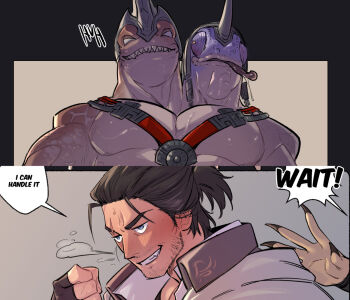 3boys adventurer_(ff14) bakool_ja_ja bara beard_stubble blue_eyes chest_harness english_text facial_hair fake_horns final_fantasy final_fantasy_xiv furry furry_male furry_with_non-furry hair_slicked_back harness helmet horned_helmet horns hyur interspecies kukumomo large_pectorals male_focus mature_male medium_hair multiple_boys muscular muscular_male mustache_stubble paid_reward_available pectorals reptile_boy scar scar_across_eye scar_on_face sharp_teeth speech_bubble split_screen steam_from_nose stubble sweat teeth thick_eyebrows tongue tongue_out very_sweaty viper_(final_fantasy) warrior_of_light_(ff14) yaoi