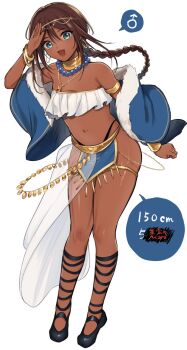 1boy 2026 :3 :d ankle_lace-up aobe_mahito armlet ass bandeau black_panties black_shoes blue_eyes blue_robe bracelet braid brown_hair circlet clenched_hand commentary crossdressing crossdressing_(mtf) dark-skinned_male dark_skin flower full_body gold_bracelet gold_thighlet hair_flower hair_ornament highres jewelry long_hair low-tied_long_hair male_focus mars_symbol mole mole_on_stomach multiple_views navel necklace off_shoulder open_hand open_mouth original panties pelvic_curtain ring robe shoes single_braid smile sparkle sun_ouji_wa_tsuma_ni_naritai thighlet topless_male trap underwear usekh_collar white_bandeau