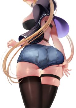 ass black_thighhighs breasts feet grabbing_own_ass inanimate long_hair md5_mismatch original resolution_mismatch simple_background skindentation source_larger tagme thigh_strap thighhighs thighs transparent_background very_long_hair