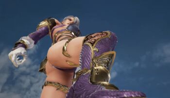 1girl animated animated_gif breasts female_focus game_screenshot isabella_valentine large_breasts namco revealing_clothes solo soul_calibur soulcalibur soulcalibur_vi thighs video_game_screencap